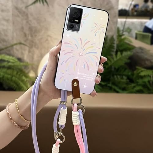 Phone Case Compatible with TCL 40XL/40T/T608D/Lively Jitterbug Smart4, Necklace Shockproof Dirt-resistant Crossbody Full wrap La