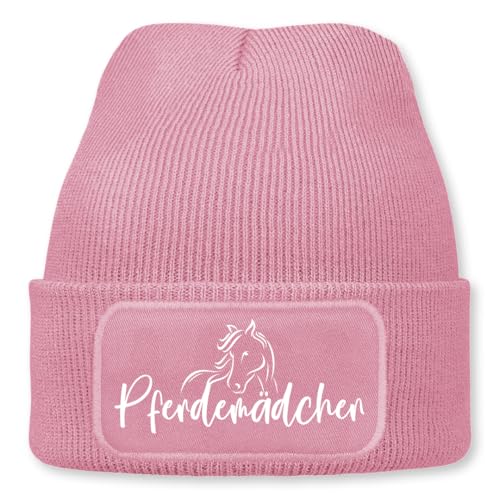 Prozente Momente Pferdemädchen – lustige Wintermütze | Beanie für Damen & Herren, warm, elastisch & Unisex, Strickmütze mit Patch & Druck, perfekt für Après-Ski, Weihnachtsmarkt & Fasching | Rosa