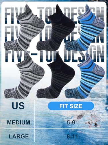 Image of Fourluoo 3 /6 Pairs Women Toe Socks Cotton Breathable Ankle Five Toe Socks for Men Women Athletic Running