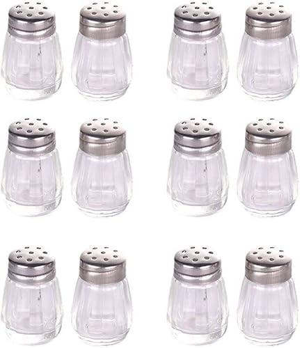 Juego de 12 pimenteros pequeños, mini coctelera, pequeños pimenteros, botella de vidrio, tarro de almacenamiento de condimentos, para viajes