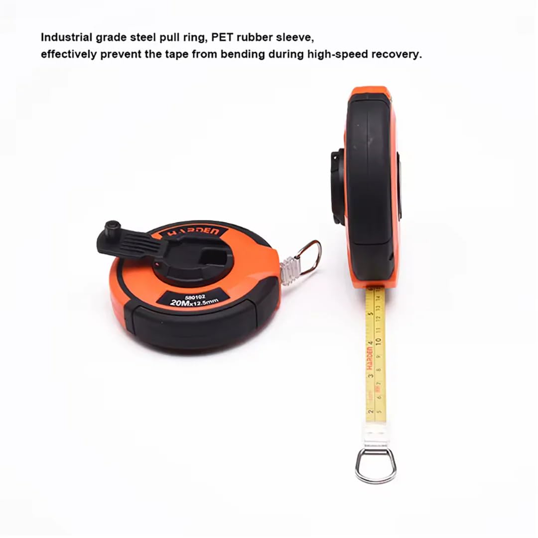 Edward Tools Pro Long Measuring Steel Tape - 165 Feet / 50 Meters - Pro Grade Nickel Plated Blade with Easy to Read Inches and Metric - Durable Cover - Easy Spin Retrieve