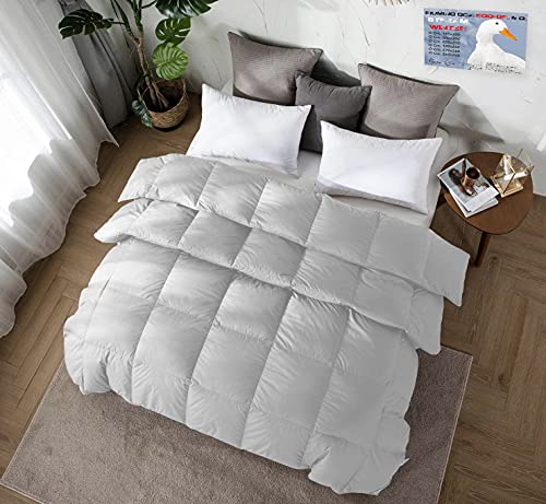 Tex family Edredón de plumas Oca Stream 500 g 80% pluma oca 20% plumón oval bicolor - Edredón 1 plaza y media 220 x 260 cm