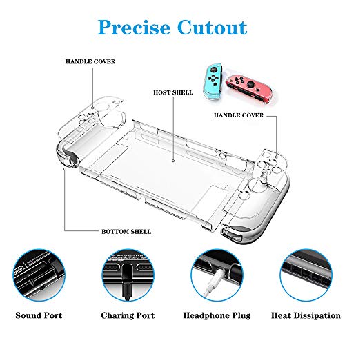 Image of Dockable Clear Case for Nintendo Switch, FANPL Protective Case Cover for Nintendo Switch and Joy Con Controller- Crystal Clear