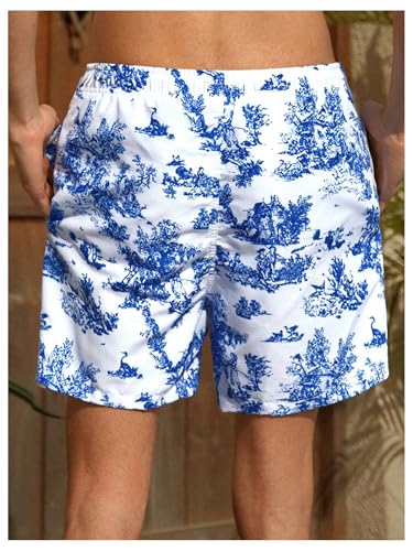 Verdusa Men's Hawaiian Tropical Beach Shorts Floral Shorts with Flap Pocket2