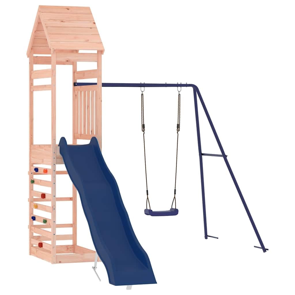 Torre da gioco in legno massiccio Douglasie con altalena, scivolo ondulato e sabbiera, struttura da arrampicata per giardino e esterni, parco giochi sicuro per bambini e neonati