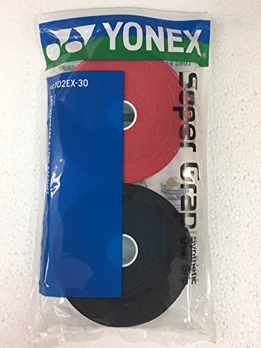 Yonex Super GRAP 30-Pack Racket Grips, Black Red