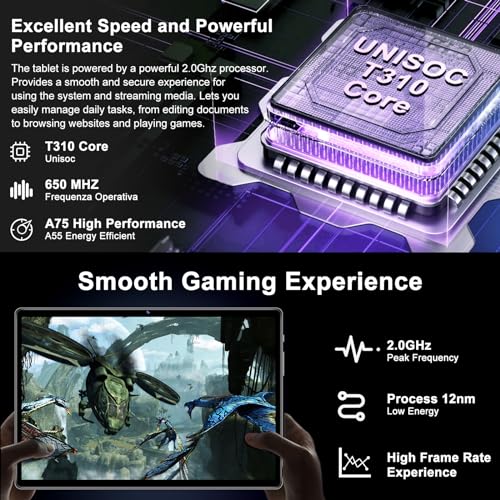 Image of JUSYEA Tablet Android Tablets 10 inch, 28GB ROM Octa-Core (2TB TF) | WiFi 5G | FHD | BT5.0 | GPS | 8000mAh | 8+5MP | Metal Body, Tablet with Keyboard, Mouse-Black