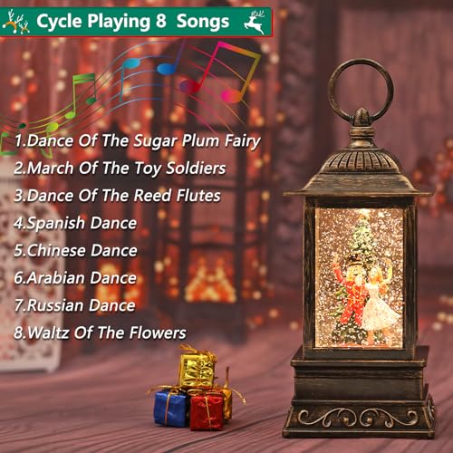 image for Eyrosa Christmas Snow Globe Decorations, Musical Glitter Nutcracker La