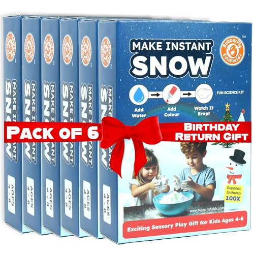 Image of Butterfly EduFields Snow Magic Science Kit (Pack of 6) | Best Birthday Return Gifts for Kids Ages 4 5 6 7 8 | Instant Colorful Snow for Kids | Make Dry & Fluffy Snowman | Non-Toxic Reusable & Safe