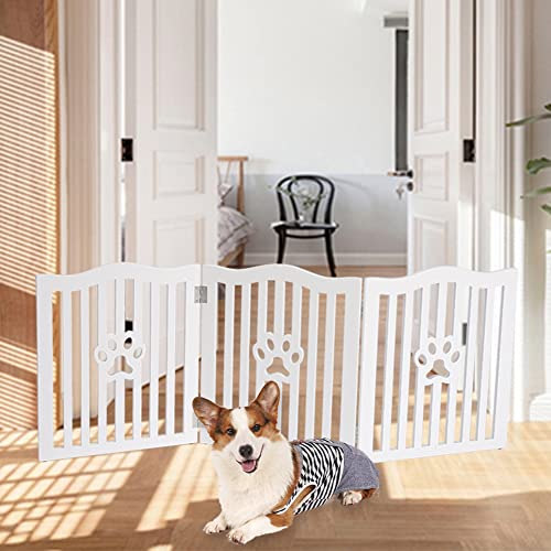 Trimate, Pet Gate, Wooden Free Standing Dog Gate for Small Dogs and Cats. Great Folding Fence for Doorways, Halls, Stairs. White - Thumbnail 2