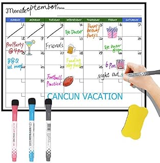 Magnetic Calendar for Refrigerator - QEARLIZ Magnetic Dry Erase Calendar, Fridge Calendar Included