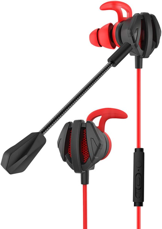 Gaming Earbuds with Microphone, 3.5MM Earphones Wired Over Ear for PS4, Xbox One, Laptop, Cellphone, Computer (red)