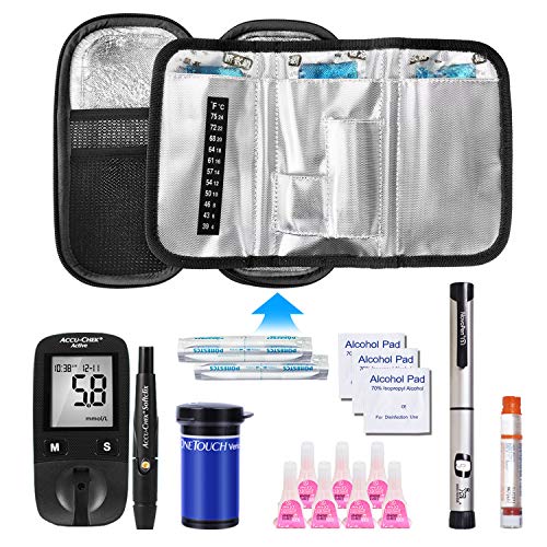 Image of YOUSHARES Insulin Cooler Travel Case - Handy Medication Insulated Diabetic Carrying Cooling Bag for Insulin Pen, Glucose Meter and Diabetic Supplies with 3 Cooler Ice Pack