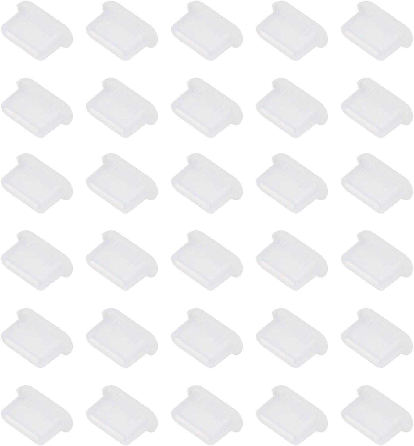 PATIKIL 0.4 Inch USB Type A Dust Plug, 30 Pcs Anti Dust Plug Cover Silicone Charging Cap Port Cover Protector Female End for USB Computer Cell Phone Port Device, Clear