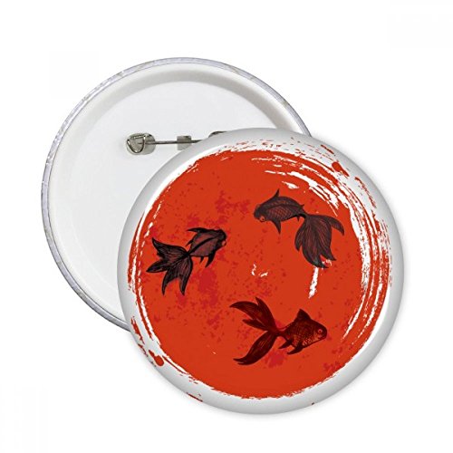 Pins badge rond Japon rouge Goldfish bouton décoration vêtements lot de 5 pièces multicolore