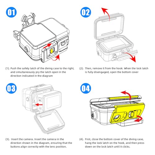 Image of Waterproof Case for DJI Action 4 /5 /6, 60M Underwater Housing with Tempered Glass Screen, PC Material Diving Protective Case with Mount Adapter (YH-DJI-6)