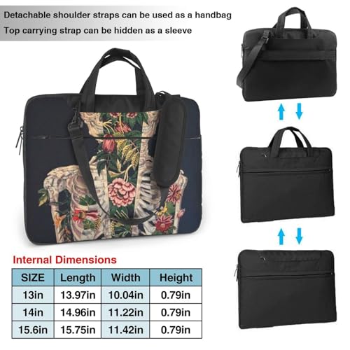 Sac pour ordinateur portable tête de mort et imprimé floral pour bureau