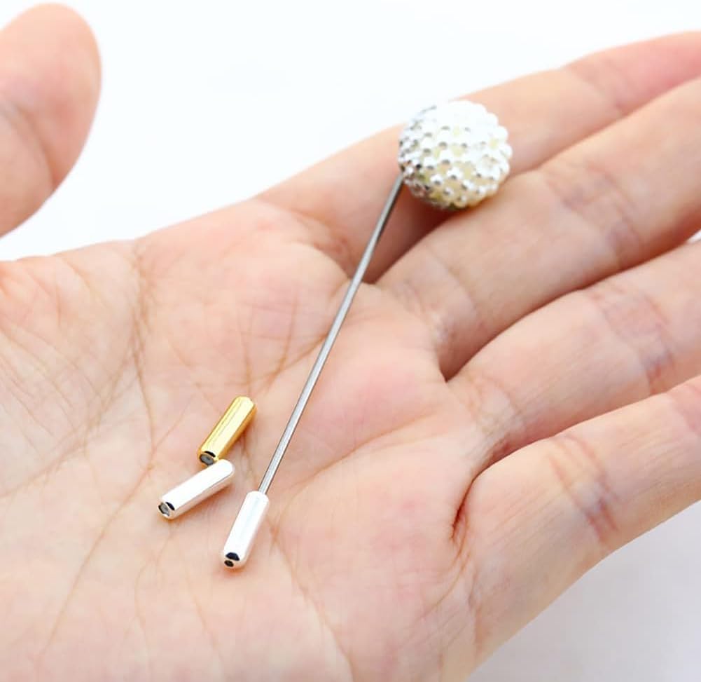 Jinshining 50 Pcs Metal Brooch Pin Stick Backings Safety Pin End Cap Lapel Pin Backs Brooch Pins Stopper Pin Keepers Locking Clasp for Jewelry DIY Accessories Gold Pins