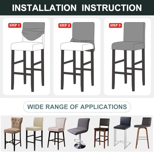 Image of Lellen Floral Bar Stool Covers Set of 2- Spring Bar Stool Chair Cover with Backs,Barstool Covers Slipcovers,Stretch Barstool Seat Covers,Chair Protector Covers for Kitchen Dining Room Counter Island