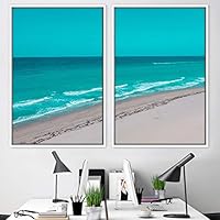 2 Piece Framed Canvas Wall Art Coastal Beach Canvas Prints Home Artwork Decoration for Living Room,Bedroom - 16