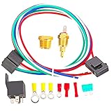MAXCOOLING 160-185 Degree Electric Fan Relay Wiring Kit Automotive Radiator Cooling Fan Thermostat Switch 3/8 or 1/2 Inch Temp Sensor Thread-In Probe