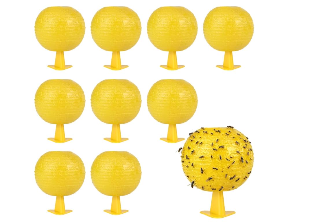 Yellow Sticky Insect Balls Fruit Fly Catcher & Plant Fly Stickers (10PCS)