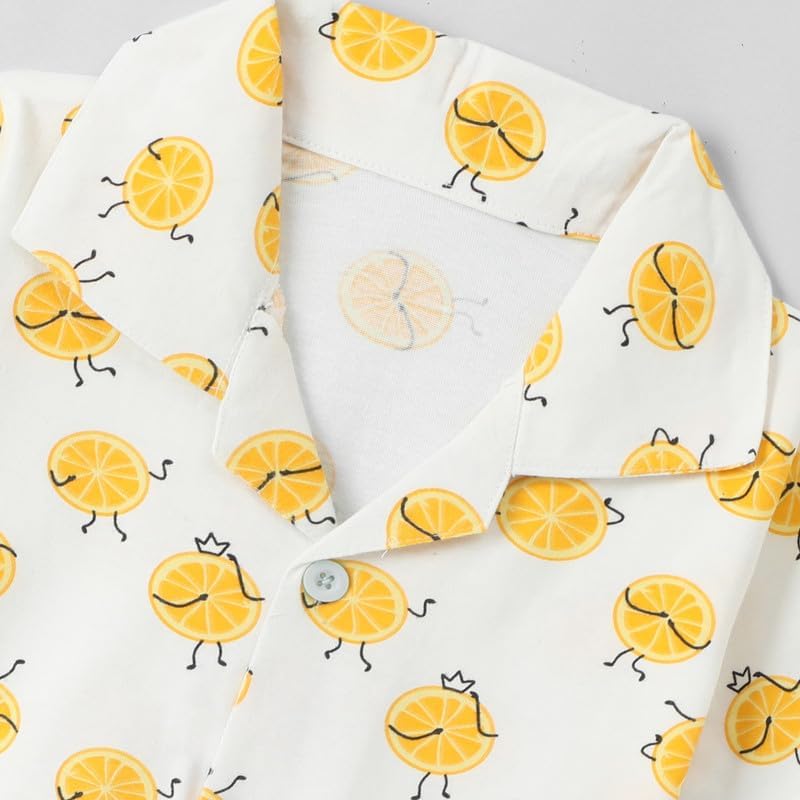 Image of Girls Premium Cotton Full Sleeves Printed Nightsuit Set | Collar Style Night Dress for Girls | Soft & Breathable Pajama Set | Trendy Kids Sleepwear & Nightwear