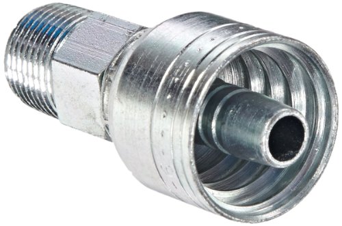 Image of Aeroquip 1AA6MP6 Carbon Steel Global TTC (Thru the Cover) Crimp Hose Fitting Male Pipe, Straight, 3 /8 inch Hose ID, 3 /8 inch - 18 Thread