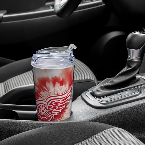 Image of Rico Industries NHL Hockey Team Color Tie Dye 24oz Metallic Acrylic Tumbler with Hinged Lid, Officially Licensed Double Wall Tumbler with Straw