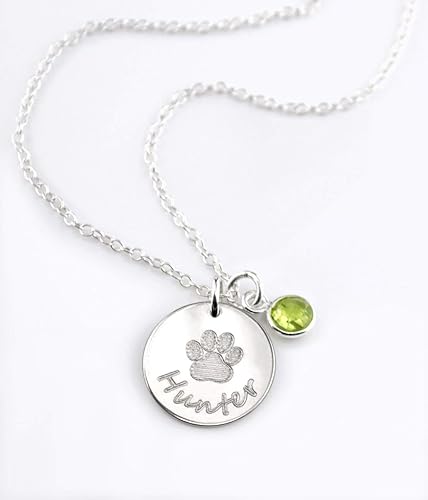 Miniatura 2 de Paw Print Necklace with birthstone, personalized paw print necklace, pet necklace, in memory of dog, pet memorial jewelry memorial jewelry