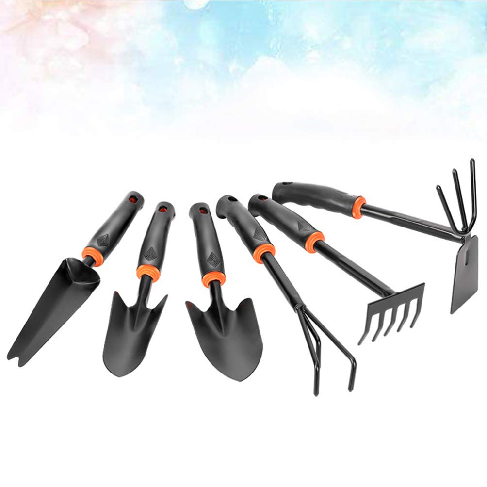 VILLCASE 6pezzi Pala Da Giardino in Ferro Piccola Pala Da Giardino Rastrello Doppio Lato Manico Antiscivolo Accessori Per Giardinaggio in Vaso Balcone e Casa