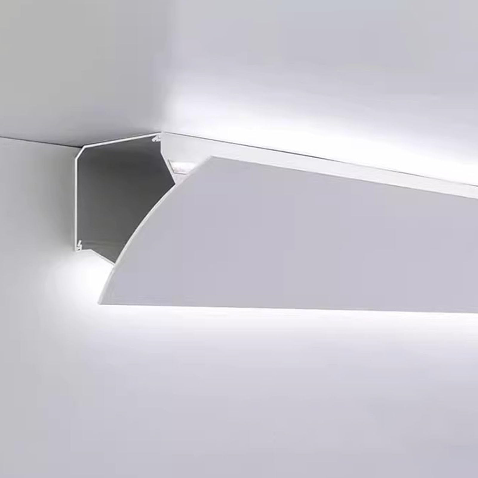 Kronenform-Aluminiumkanal for LED-Streifen, Wand-/Deckenformdiffusor, indirekte Beleuchtungsverkleidung for Wohnzimmer und Schlafzimmer(20 m(65.6ft))