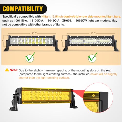 Image of Nilight 13.5 Inch Spot Flood Combo LED Light Bar Yellow Cover