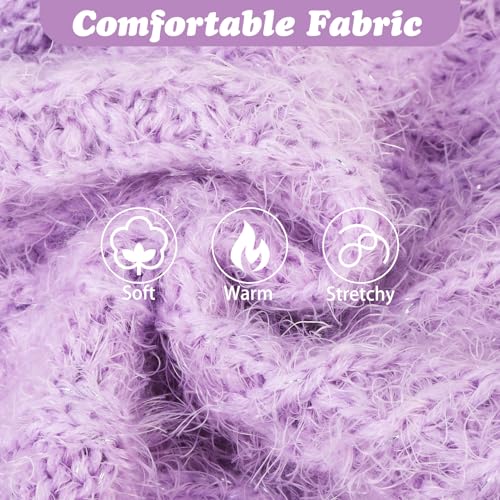 Image of Turtleneck Small Dog Sweaters - Classic Cable Knitwear Winter Coat for Small Medium Dogs Male Female Puppy Dog Cold Weather Clothes Girls Boys, Purple, M