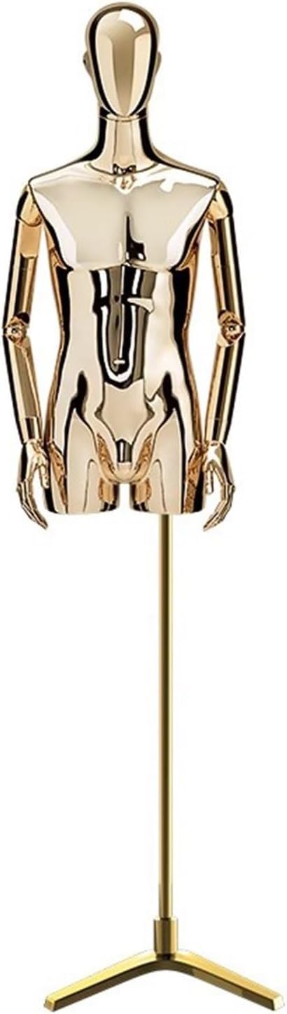 CONGRUI Fiberglass Male Body Retail Mannequins Torso, Rotatable Head And Arms Used To Display Hats Pants(Gold)