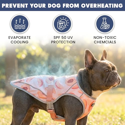 Image of Spark Paws Dog Cooling Vest - SPF 50 UV Sun Protection - Summer Heat Relief Gear for Dogs, Lightweight, Evaporative Cooling - Dog Anxiety Relief Vest During Hot Days - Peaches - Size XL