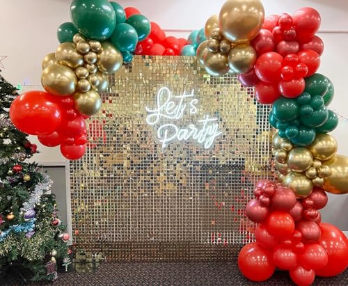 Image of Shimmer Wall Backdrop Light Gold Square Sequin Wall Panel Backdrop Decor for Wedding, Anniversary, Birthday, Party, 12 Panels