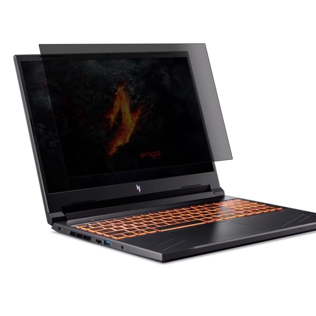 Engo Acer Nitro V 16 İnç İle Uyumlu Hayalet Ekran Koruyucu Notebook, Yandan Görünmeyen Anti-Spy Gizlilik (Privacy) Laptop Koruması, 9h Temperli Nano Kırılmaz Esnek Cam, Parlama Önleyici 16:10
