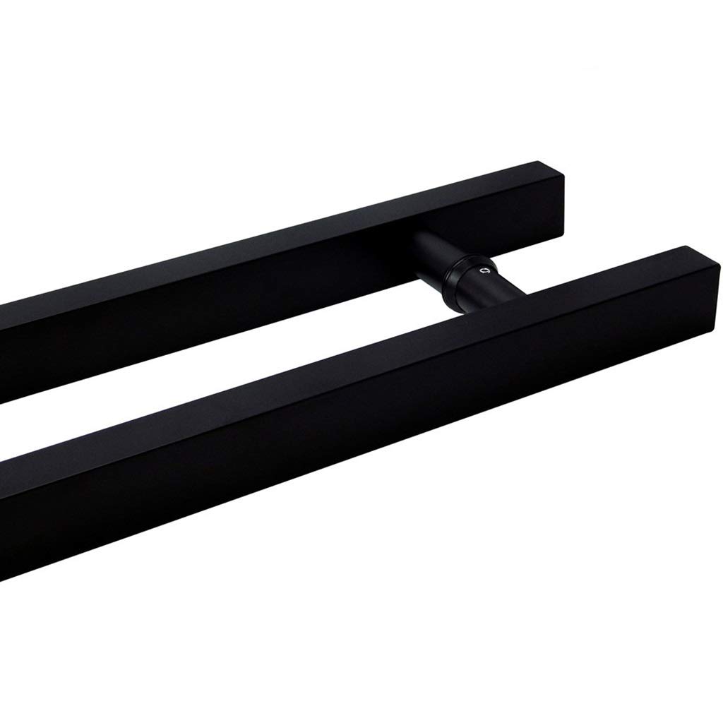 Juego de herrajes para Puerta, manija de Puerta de Tubo Cuadrado Negro de Acero Inoxidable Duradero para Puerta de Vidrio, Puerta de Madera, Puerta de Empujar y jalar, Puerta corredera, Puer