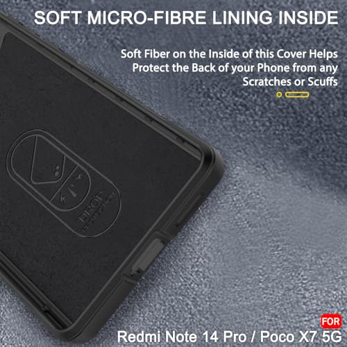 Image of TheGiftKart Liquid Silicon Back Cover Case for Mi Redmi Note 14 Pro /Poco X7 5G | Shockproof Military Grade Protection | Micro-Fibre Cloth On Inner Side | Anti-Slip Grip Back Cover Case (TPU, Black)