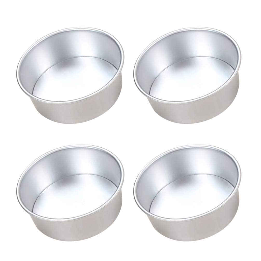 YARNOW 6 Inch Cake Pan| 4Pcs Removable Bottom Round Cake Pan Cake Mold, Nonstick Mini Cake Pan for Baking Steaming Serving