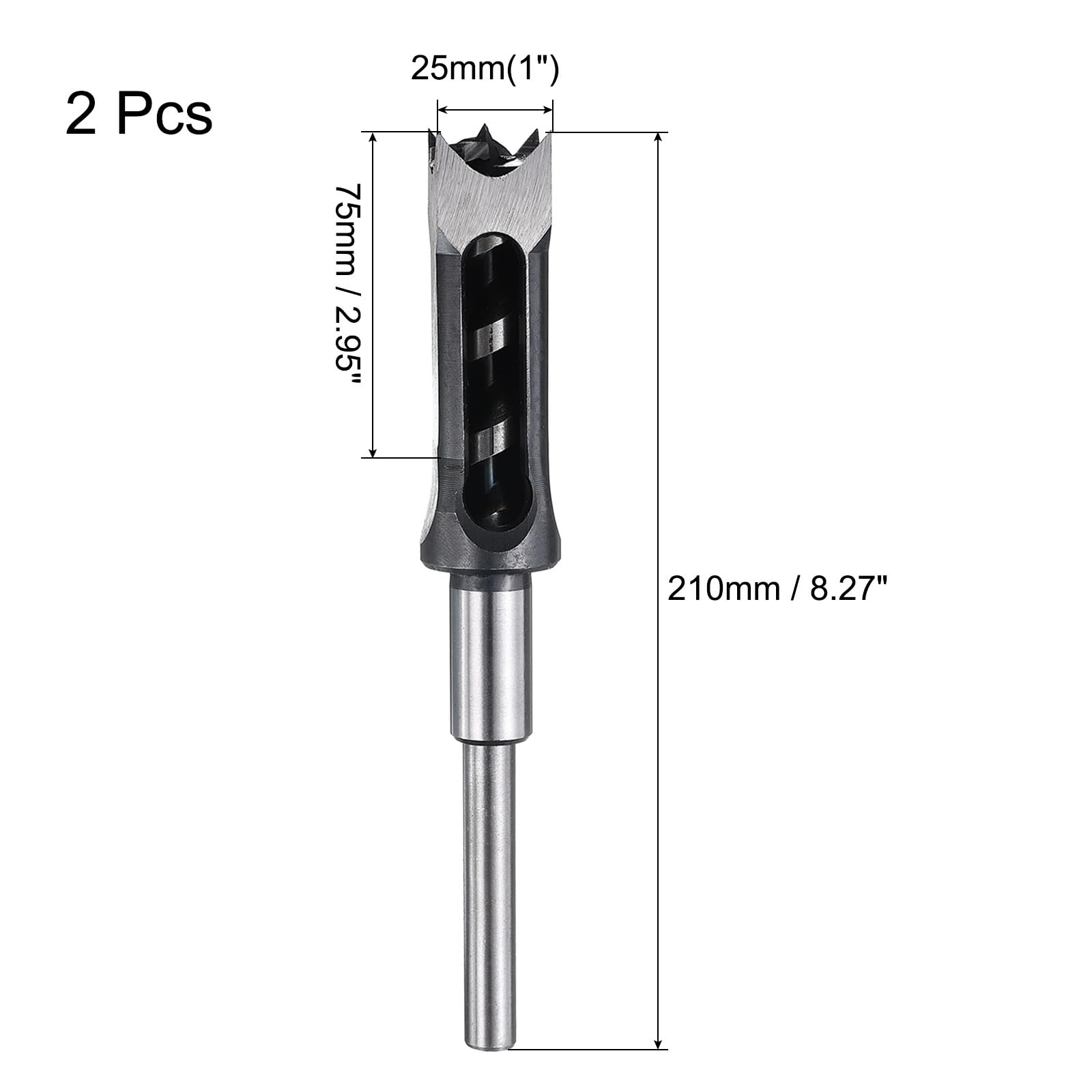 QUARKZMAN 2 Pezzi Punta Trapano Foro Quadrato 25mm(1") Acciaio Ad Alto Contenuto Di Carbonio Punta Cava Per Mortasatrice Per Lavorazione Del Legno Macchina Per Mortase E Tenoni