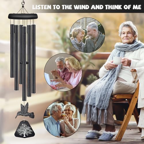 Image of Sympathy Wind Chimes for Outside Deep Tone, Memorial Wind Chimes for Loss of Loved One Prime, Bereavement Condolence Remembrance Funeral Gifts for Grieving Friends Loss of Mother Father