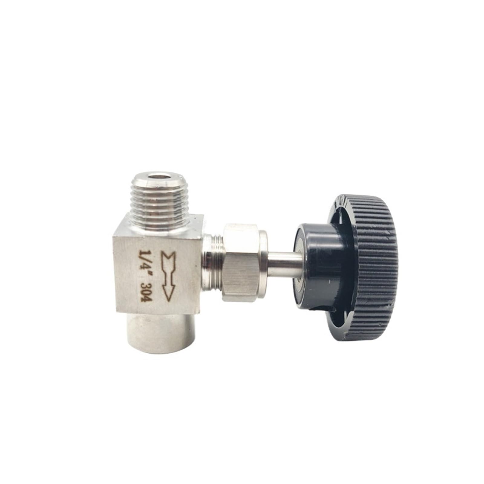 Válvula de Cierre Válvula de Aguja de Rosca Macho a Hembra de Acero Inoxidable 304 de 1/8", 1/4", 3/8" y 1/2", válvula de Globo for Instrumentos y regulación de caudal(1/4")