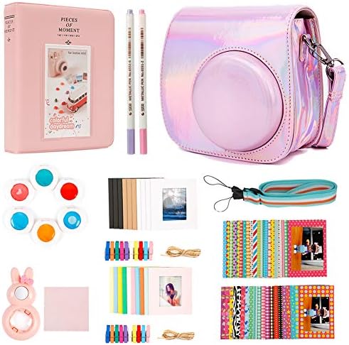 Annle Mini 9 Accessories in a Beautiful box Compatible with FujiFilm Instax Mini 8/8+/ 9 Instant Film Camera (Flash Pink)