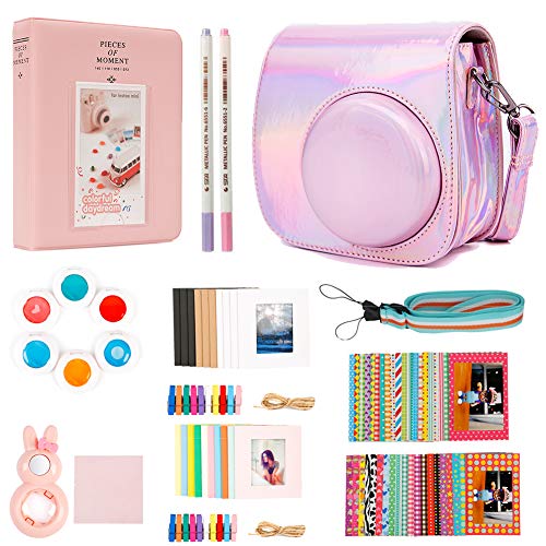 Annle Mini 9 Accessories in a Box Compatible with Instax Mini 8 / Mini 8+ / Mini 9 Instant Camera (Flash Pink)