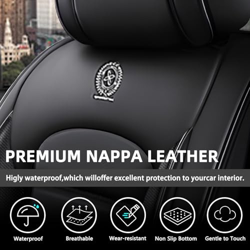 Image of Universal Car Seat Covers for Honda Civic 1975-2026 Anti-Slip Seat Covers,Waterproof Faux Leather Full Coverage Car Seat Protectors Interior Accessories(2Pcs Standard /Black)