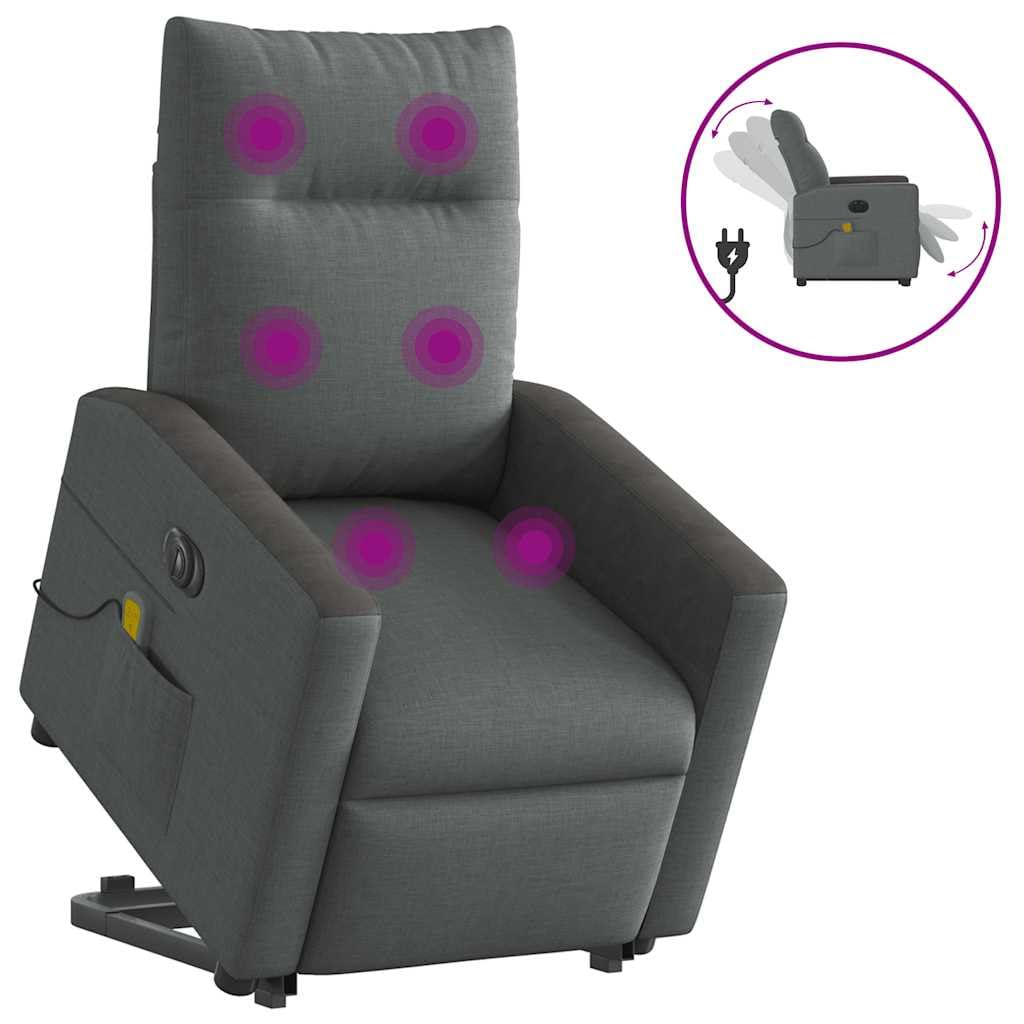 Elektryczny podnoszony rozkładany dla seniorów fotel relaksacyjny szary