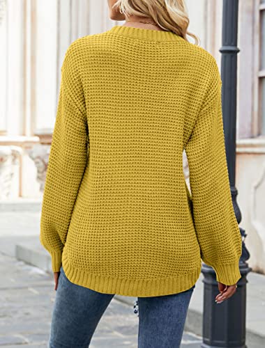 Image of MEROKEETY Women's Fall Long Sleeve Waffle Knit Oversized Sweater