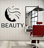 Vinyl Wall Decal Beauty Salon Girl Face Logo Signboard Stickers Large Decor (2302ig) Black